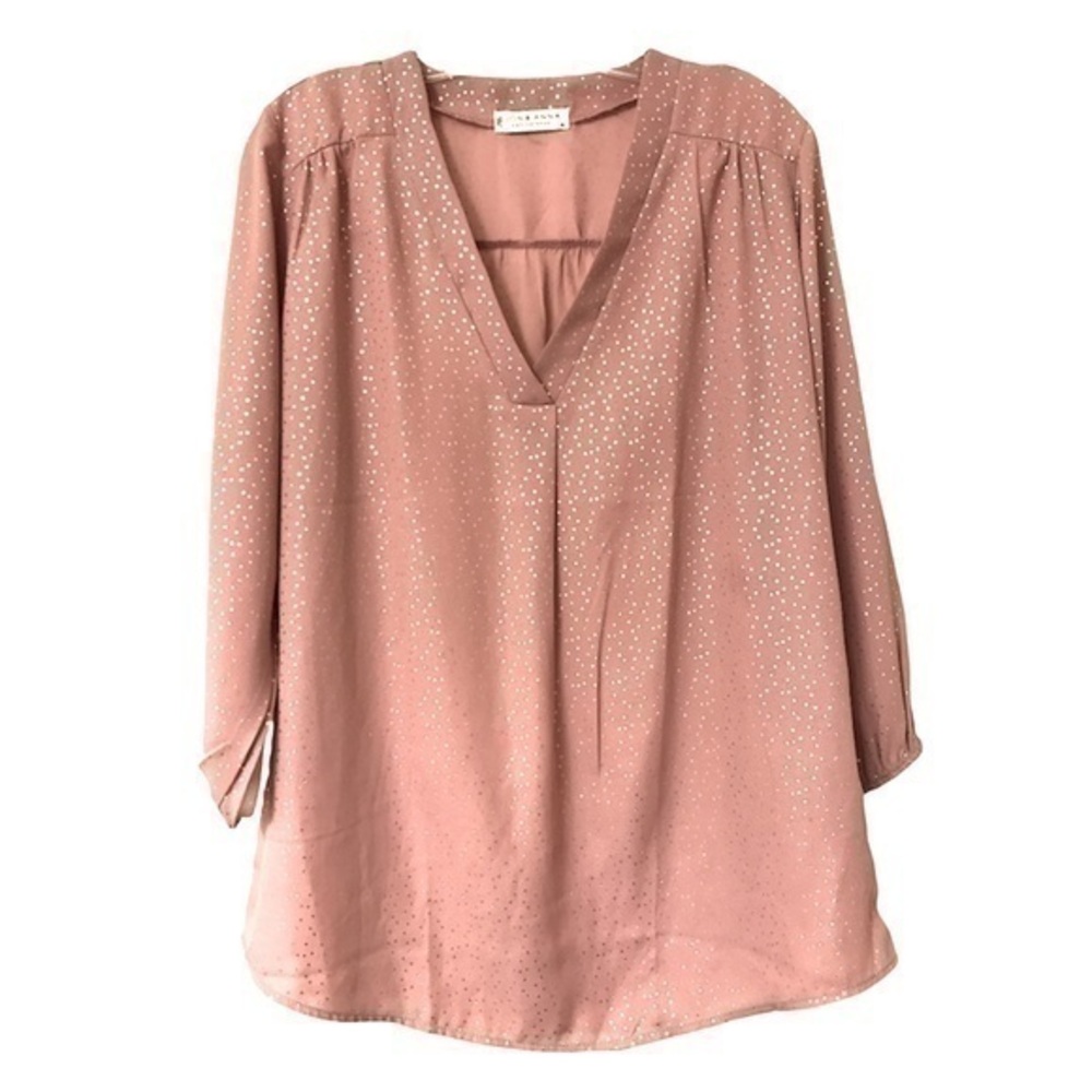 Jon & Anna Contemporary Blouse Pink Polka dot Size XL Washed Pink